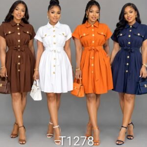 Robe Chemisier Chic Ceinturée Femme
