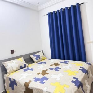 Ensemble rideaux avec anneaux + drap 2 places
