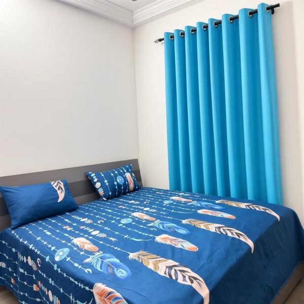 Ensemble rideaux sans anneaux + drap 3 places